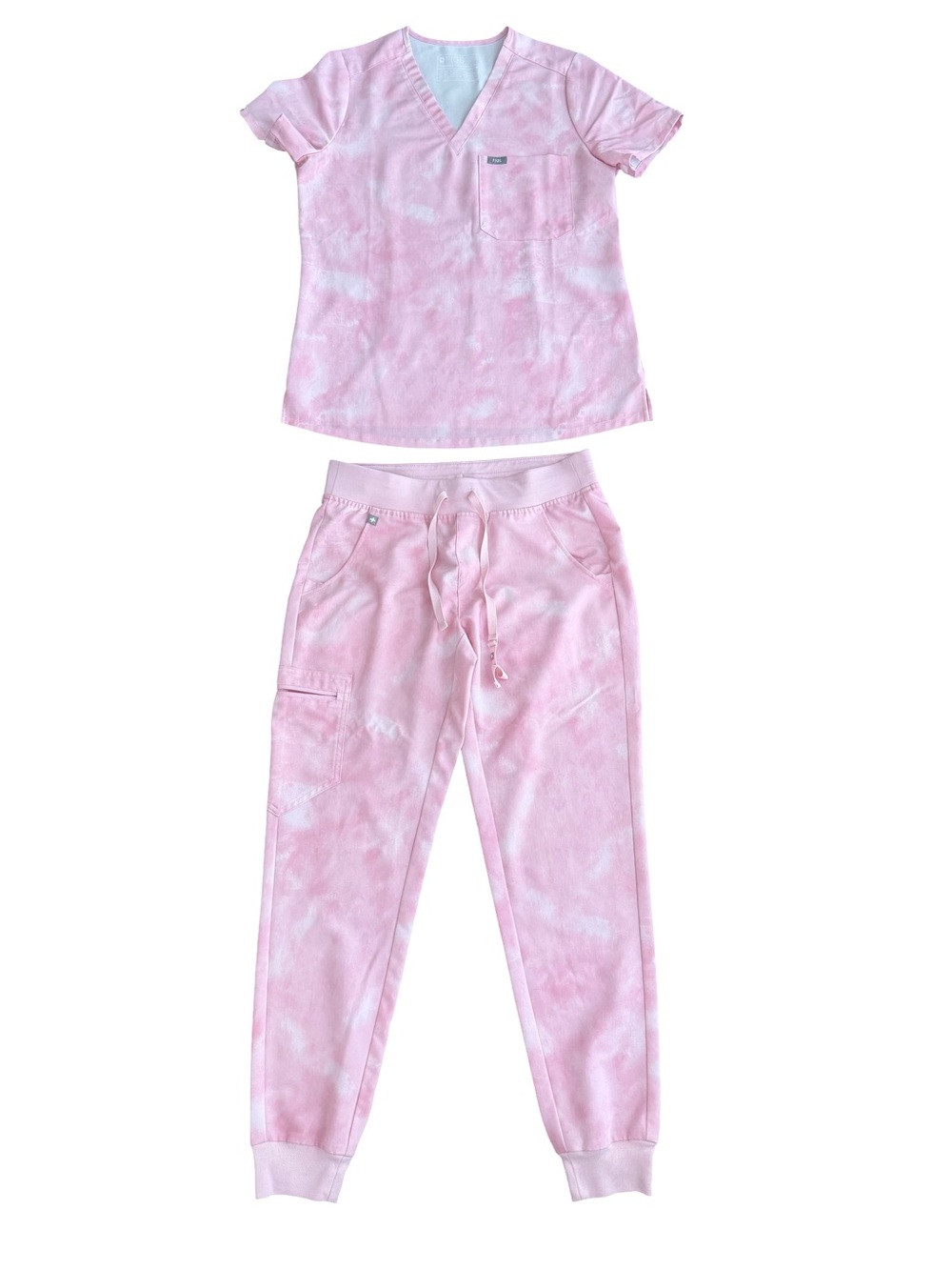Figs Women’s Marbled Rose Scrub Set: Top-Size S, Bottom-Size S